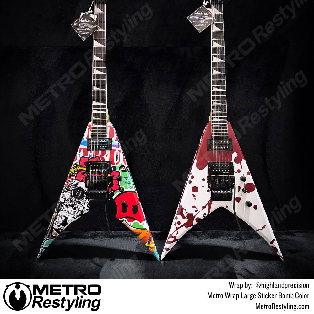 guitar with sticker bomb design