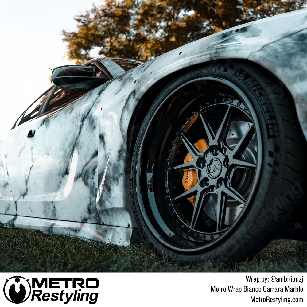 dodge charger with white marble wrap