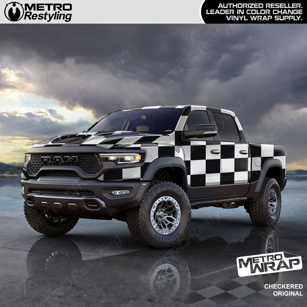Jumbo Checkered Original checkered vinyl wrap - vehicle wrap preview with jumbo checkerboard pattern