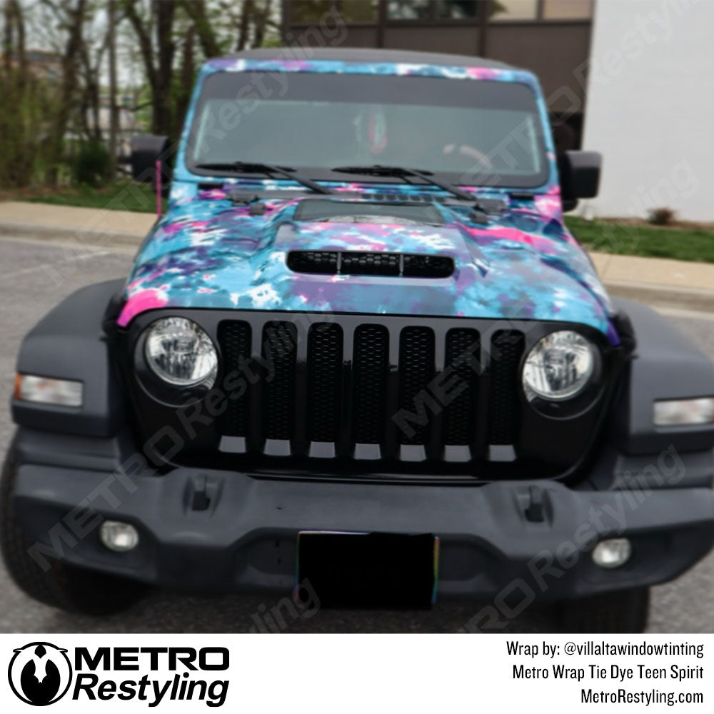 Jeep wrapped in tie dye