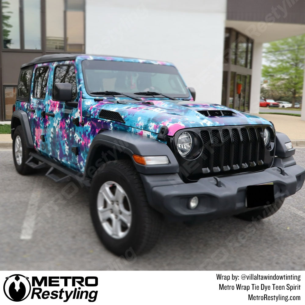 jeep in tie dye wrap