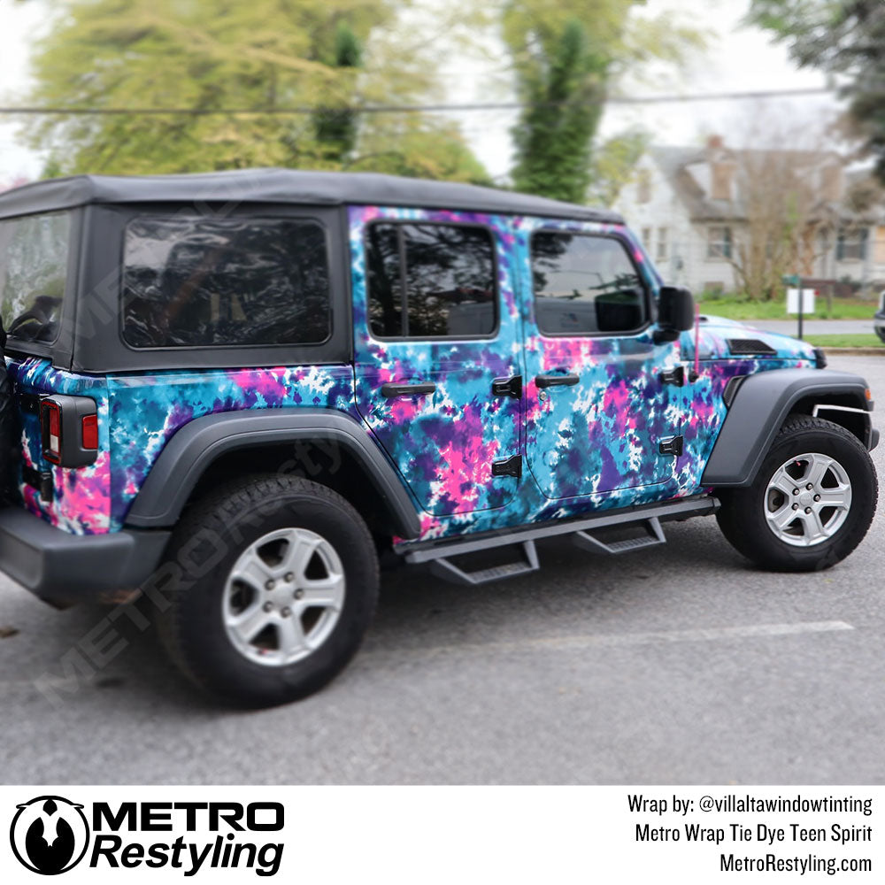 Jeep wrangler in tie dye