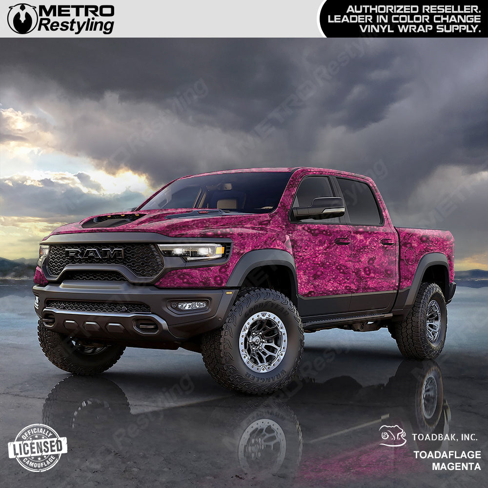 Toadaflage Magenta Camo truck wrap