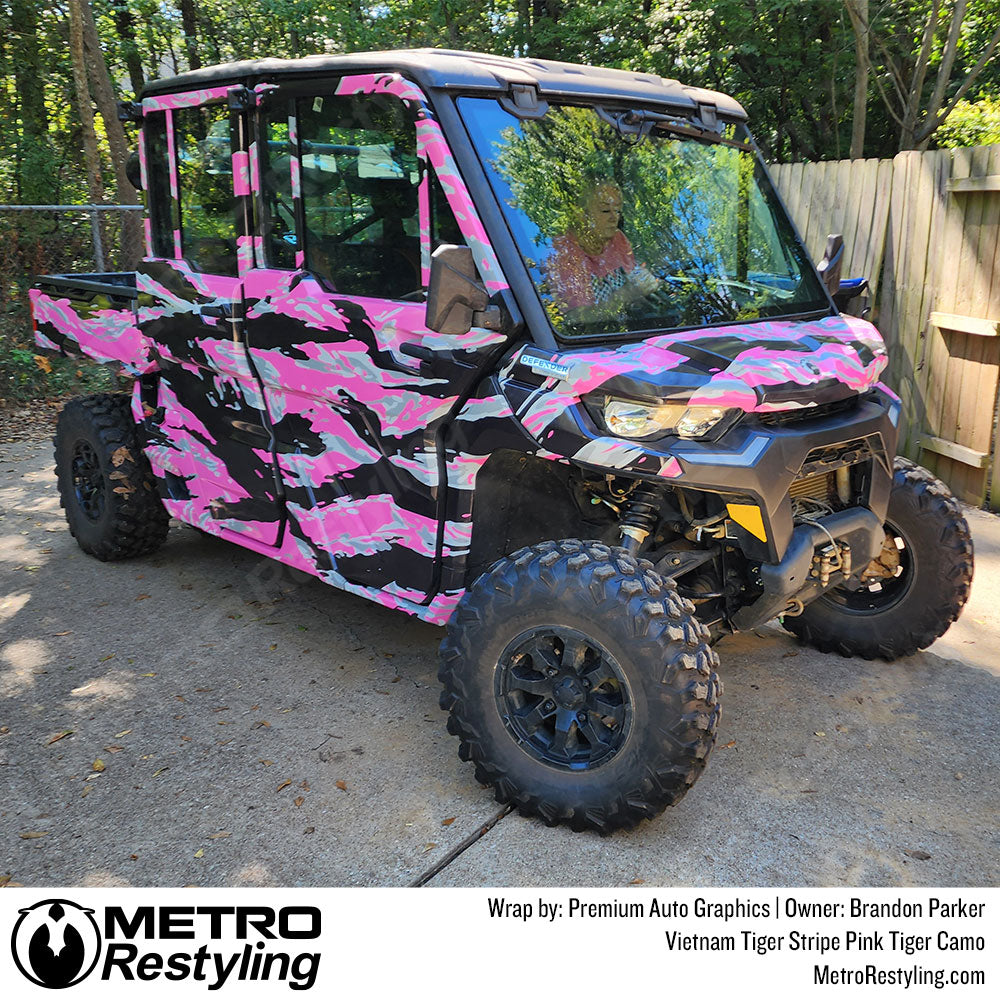 can am utv with pink tiger camo