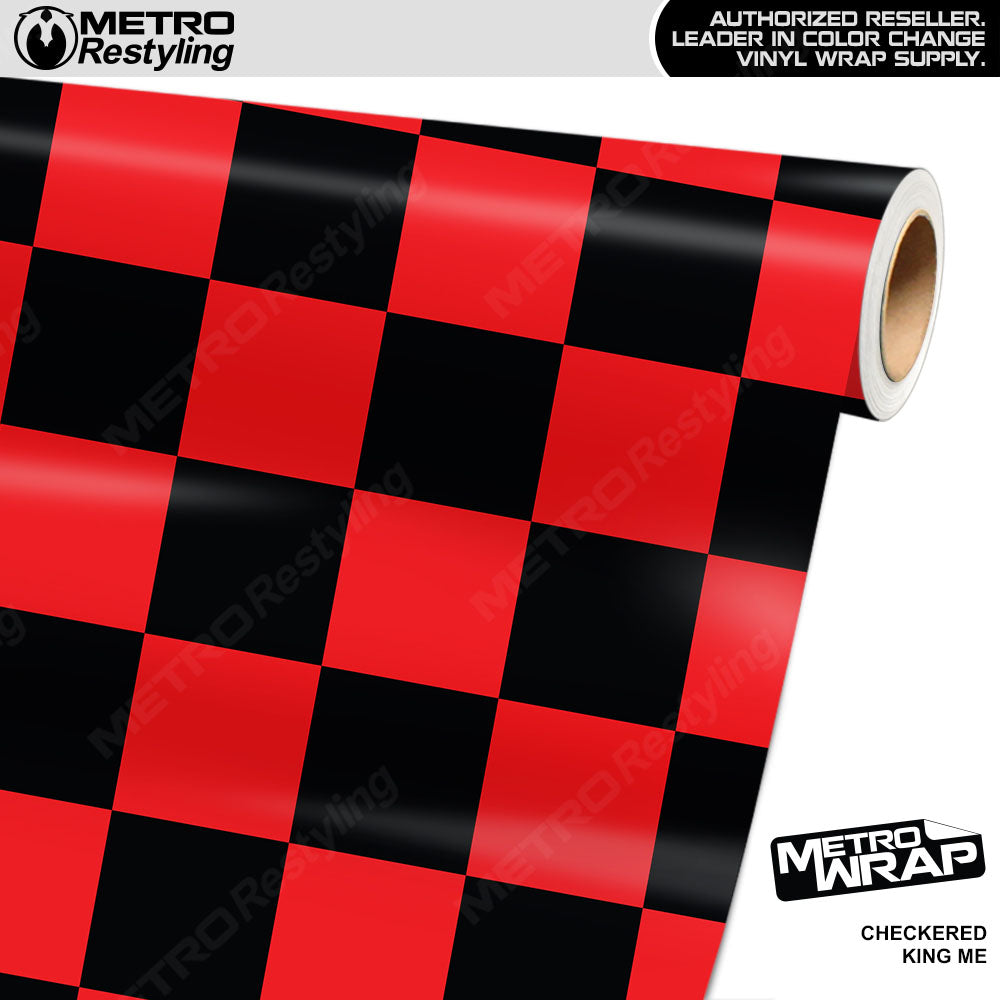 Jumbo Checkered King Me checkered vinyl wrap - vinyl film pattern swatch with jumbo checkerboard pattern