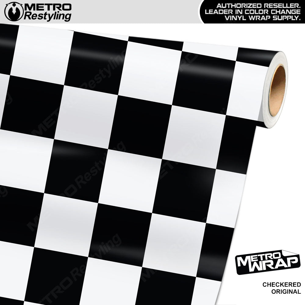 Jumbo Checkered Original checkered vinyl wrap - vinyl film pattern swatch with jumbo checkerboard pattern