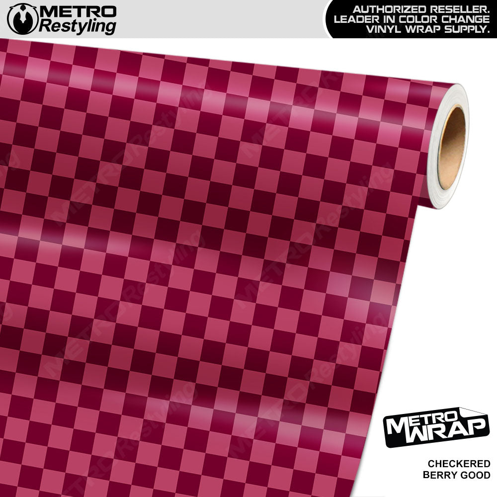 Large Checkered Berry Good checkered vinyl wrap - vinyl film pattern swatch with large checkerboard pattern