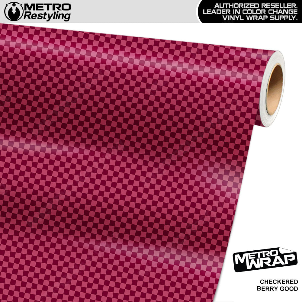 Mini Checkered Berry Good checkered vinyl wrap - vinyl film pattern swatch with mini checkerboard pattern