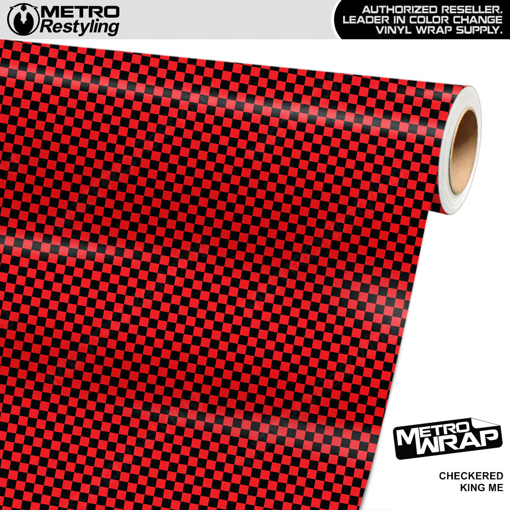 Mini Checkered King Me checkered vinyl wrap - vinyl film pattern swatch with mini checkerboard pattern