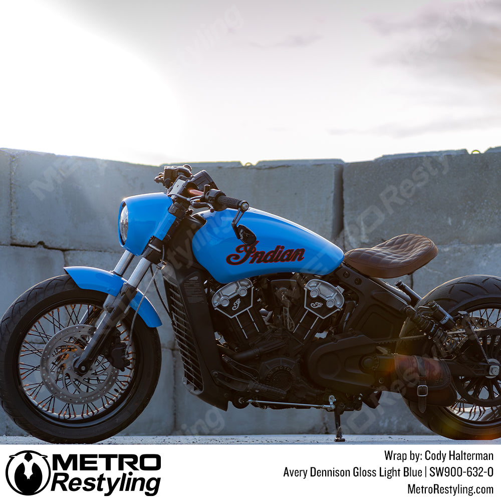 blue motorcycle wrap