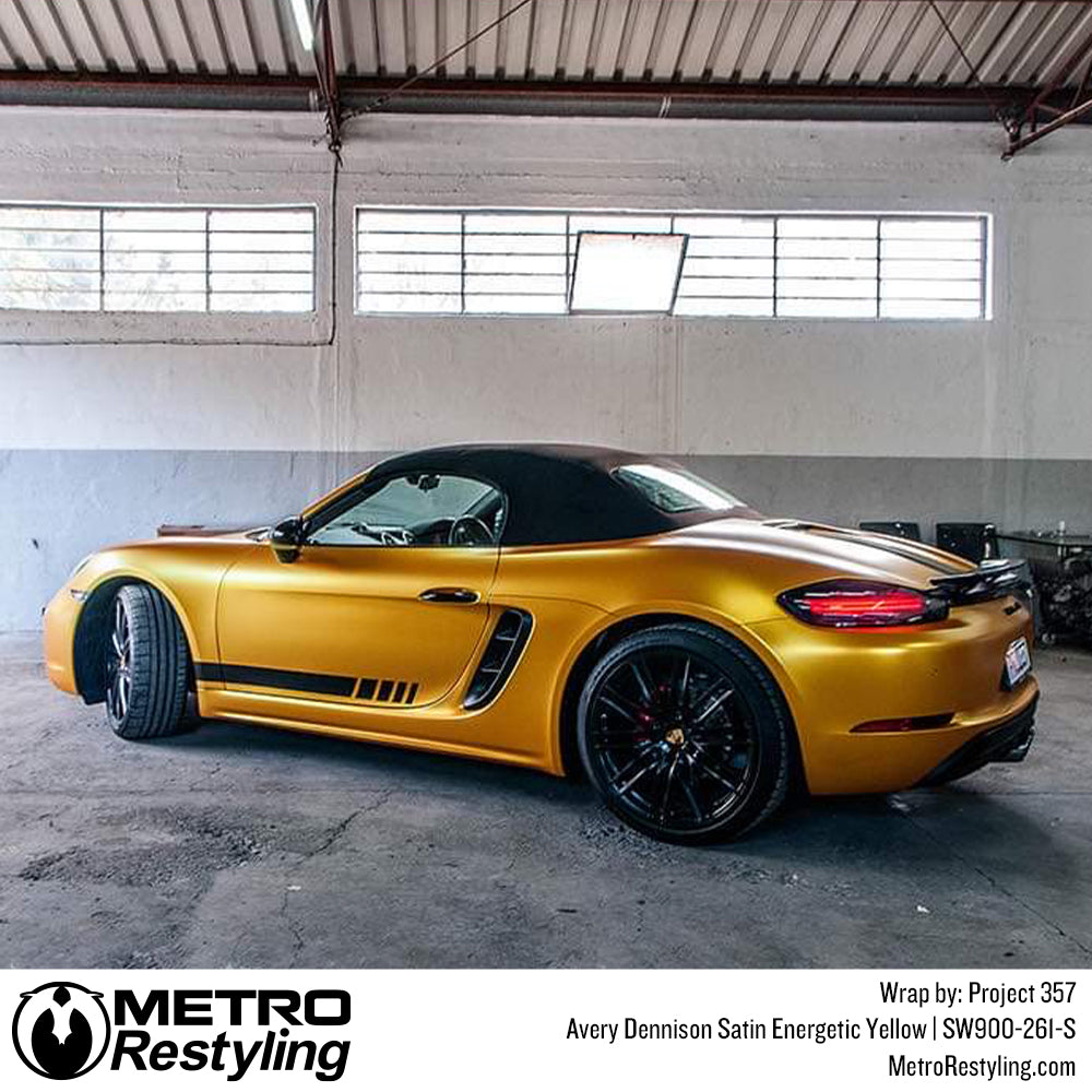 yellow porsche vinyl wrap