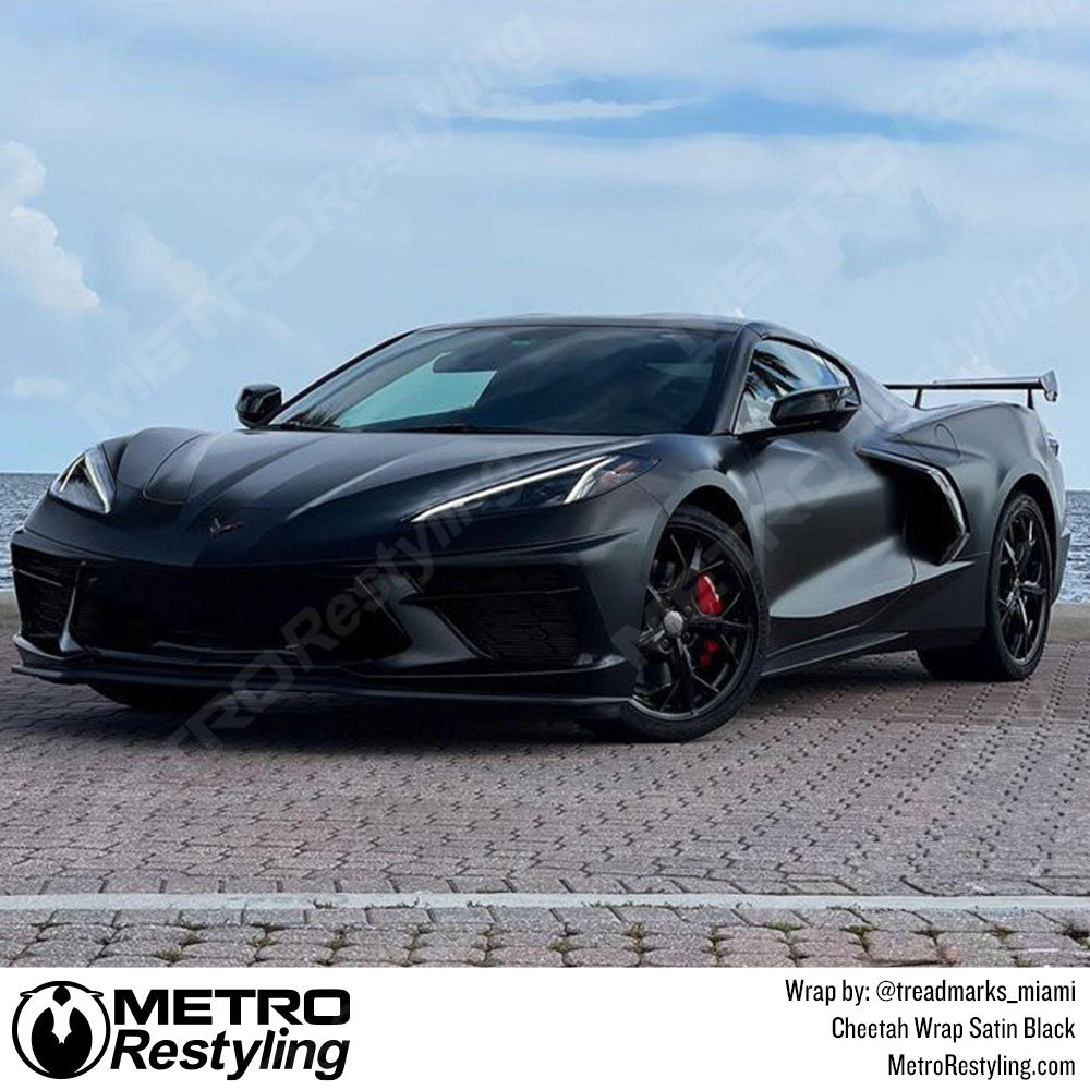 satin black corvette wrap