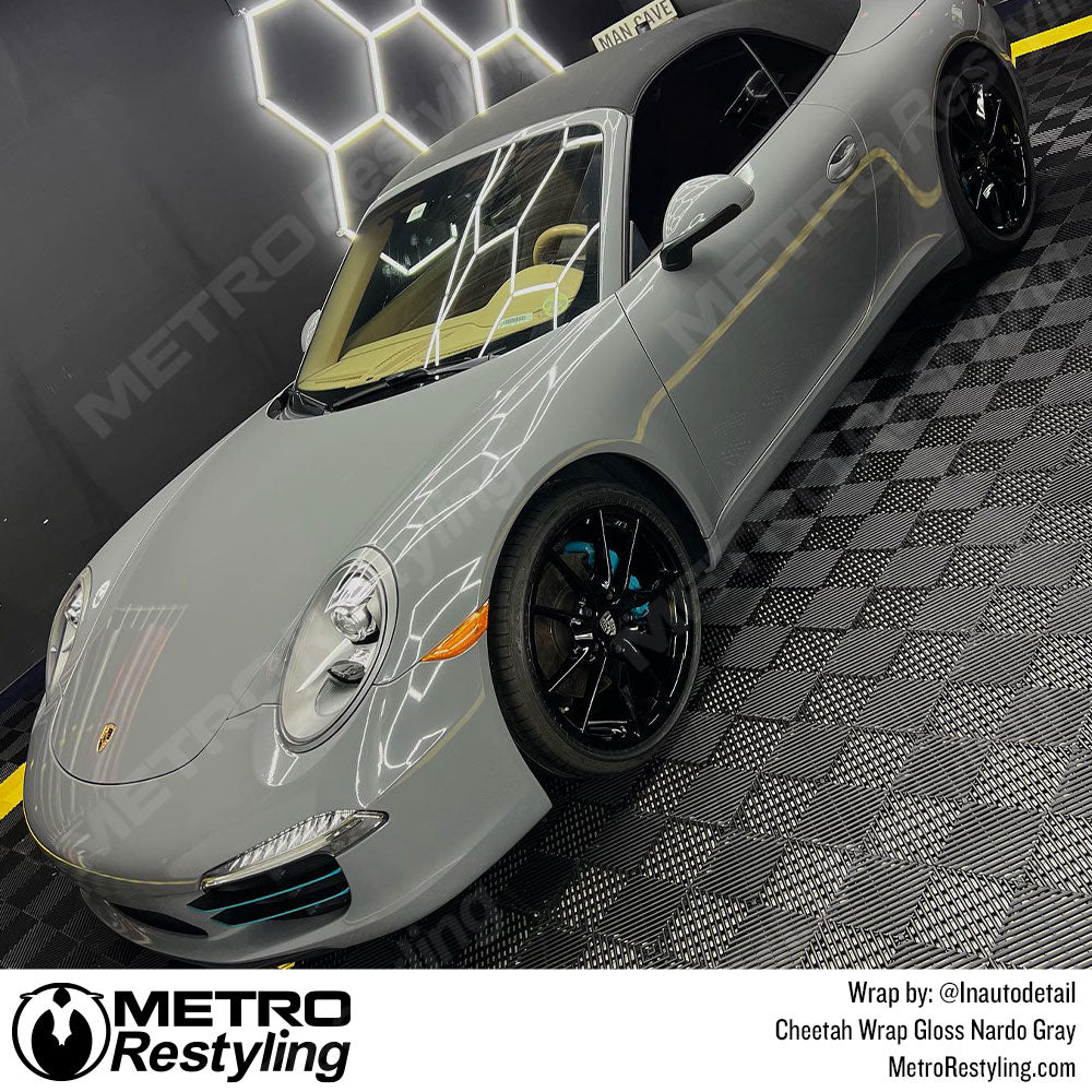gray porsche vinyl wrap