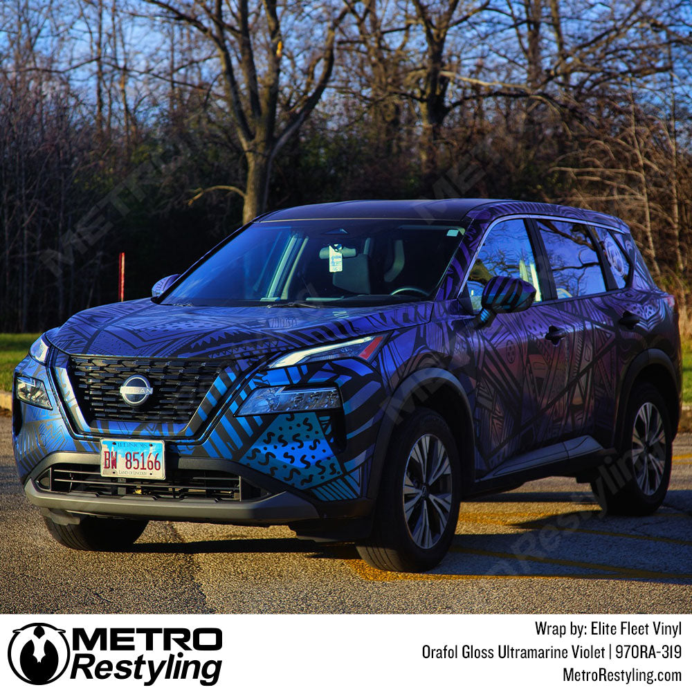 Blue Nissan With Black Stripe Decals