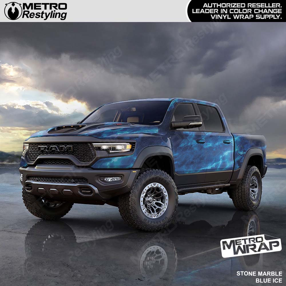 marble blue truck wrap