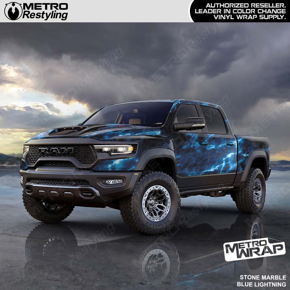 marble blue truck wrap