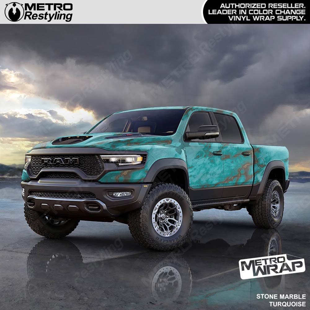 marble turquoise truck wrap