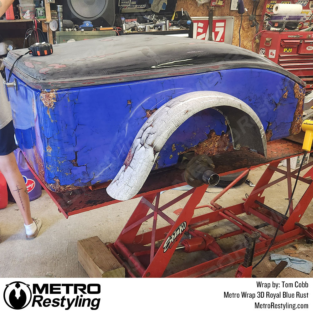 blue rust vinyl wrap trailer