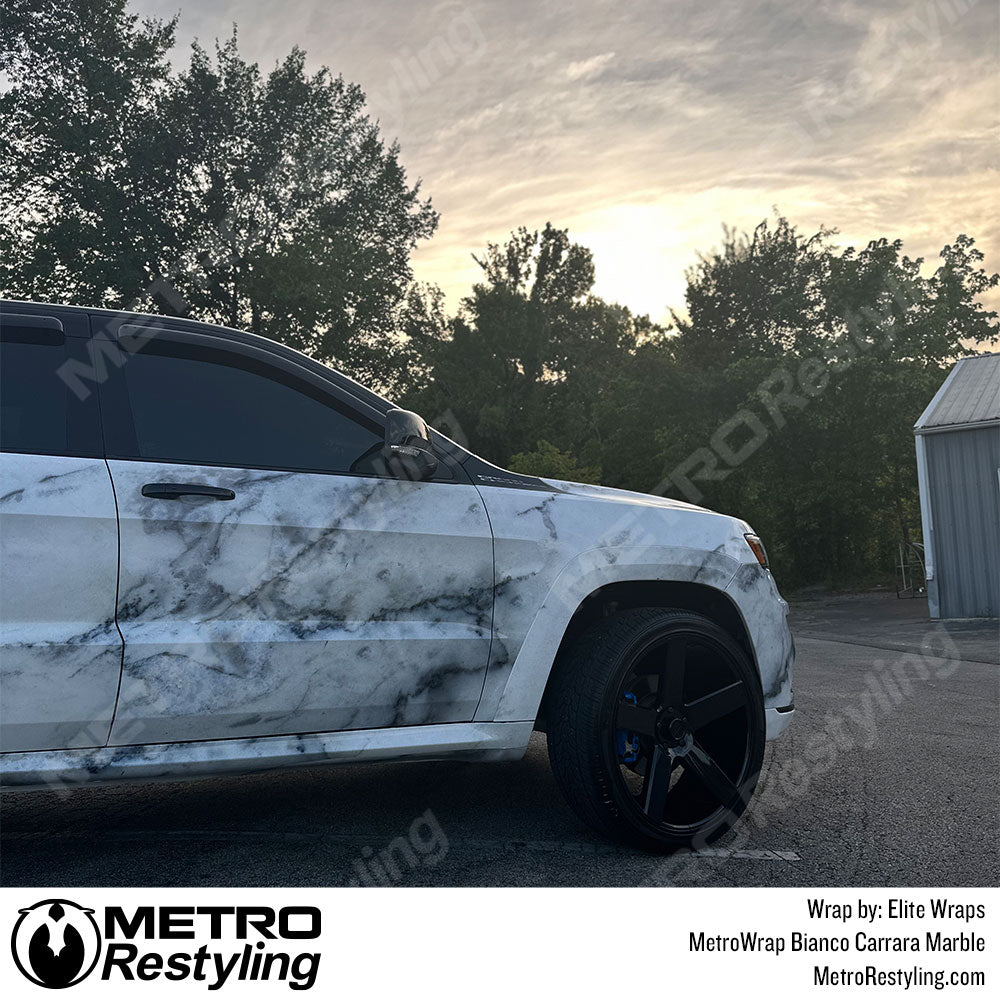 Bianco Carrara Marble Jeep cherokee Vinyl Wrap