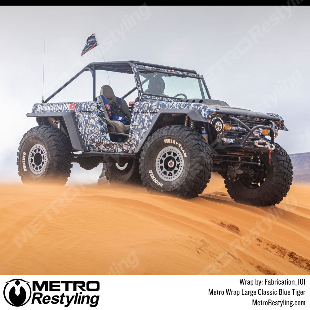 Large Classic Blue Tiger Ford Bronco vinyl wrap