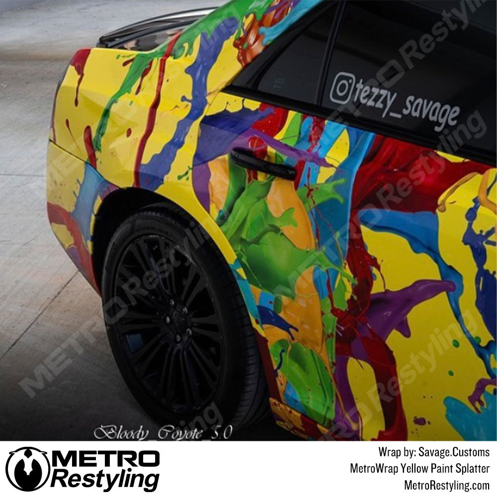 Metro Wrap Yellow Paint Splatter Vinyl Film