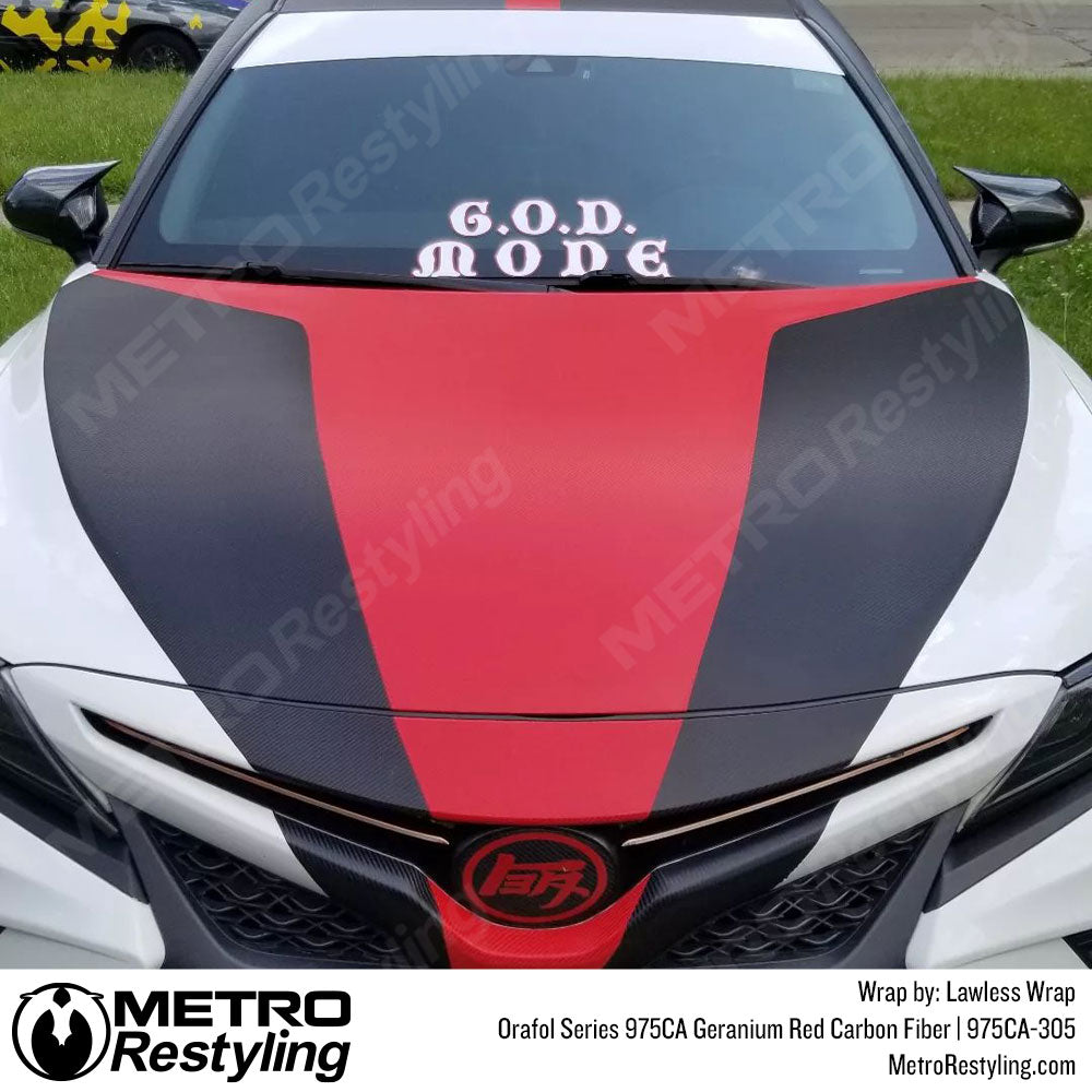 oracal geranium red carbon fiber toyota camary vinyl wrap