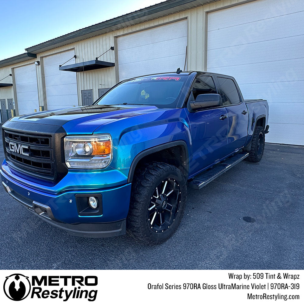 Gloss UltraMarine Violet GMC Sierra Vinyl Wrap