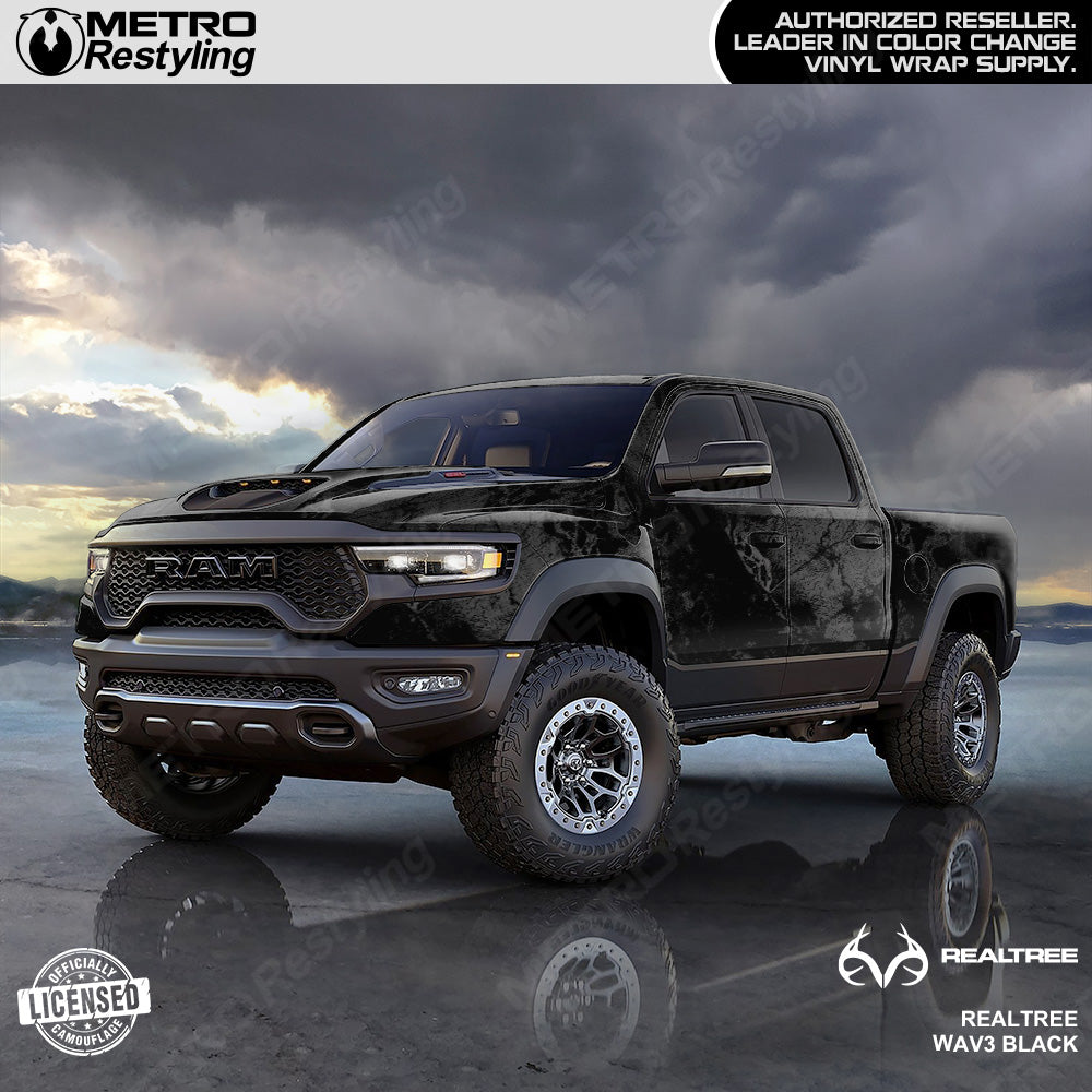 Realtree WAV3 Black Camo Truck Wrap Film