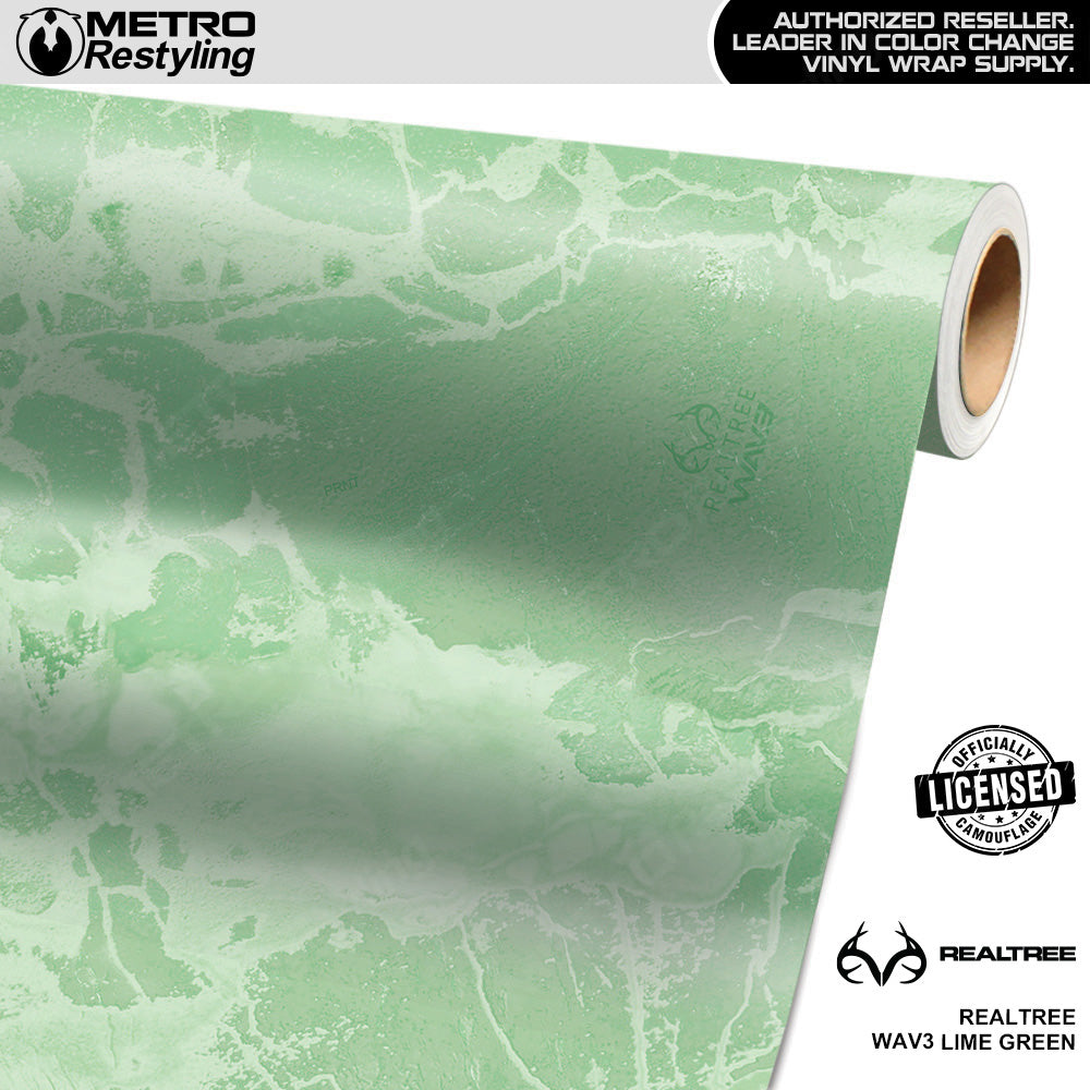 Realtree WAV3 Lime Green Camo Vinyl Wrap Film