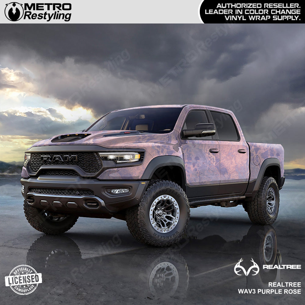 Realtree WAV3 Purple Rose Camo Truck Wrap Film