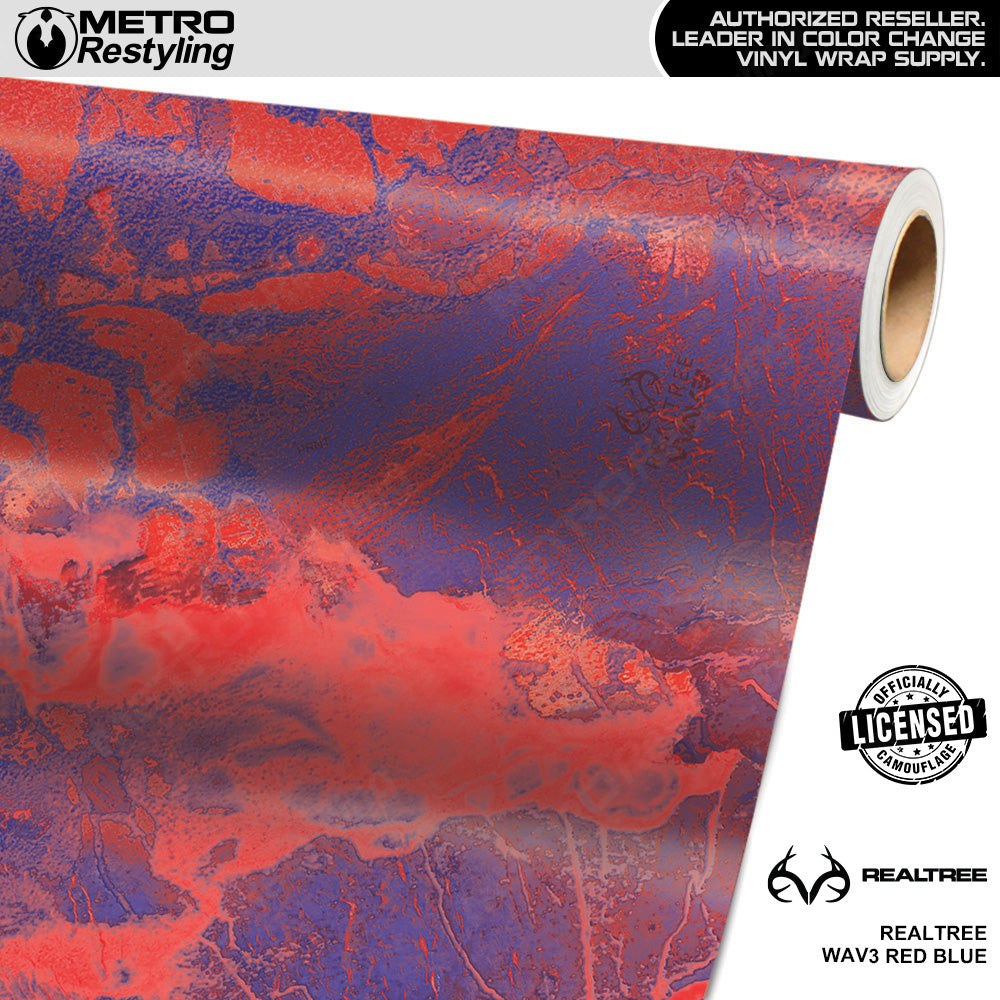 Realtree WAV3 Red Blue Camo Vinyl Wrap Film