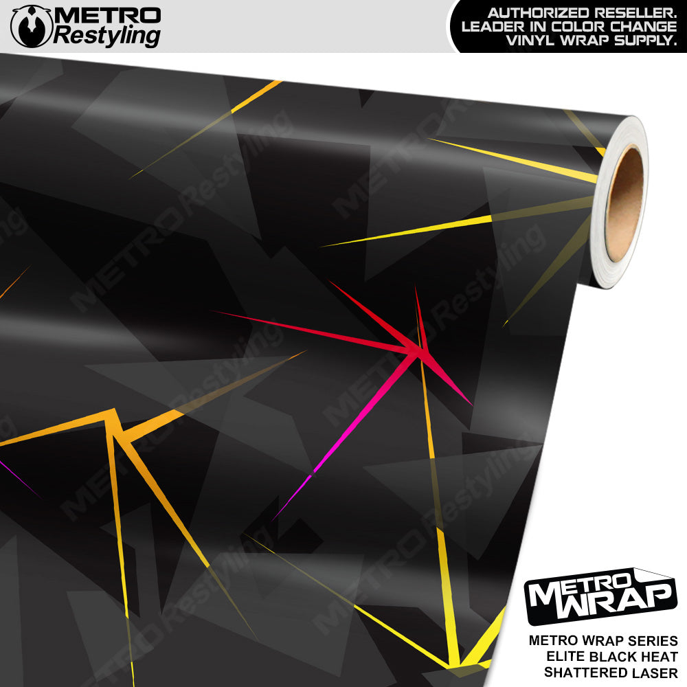 Shattered Laser Elite Black Heat Vinyl Wrap Film