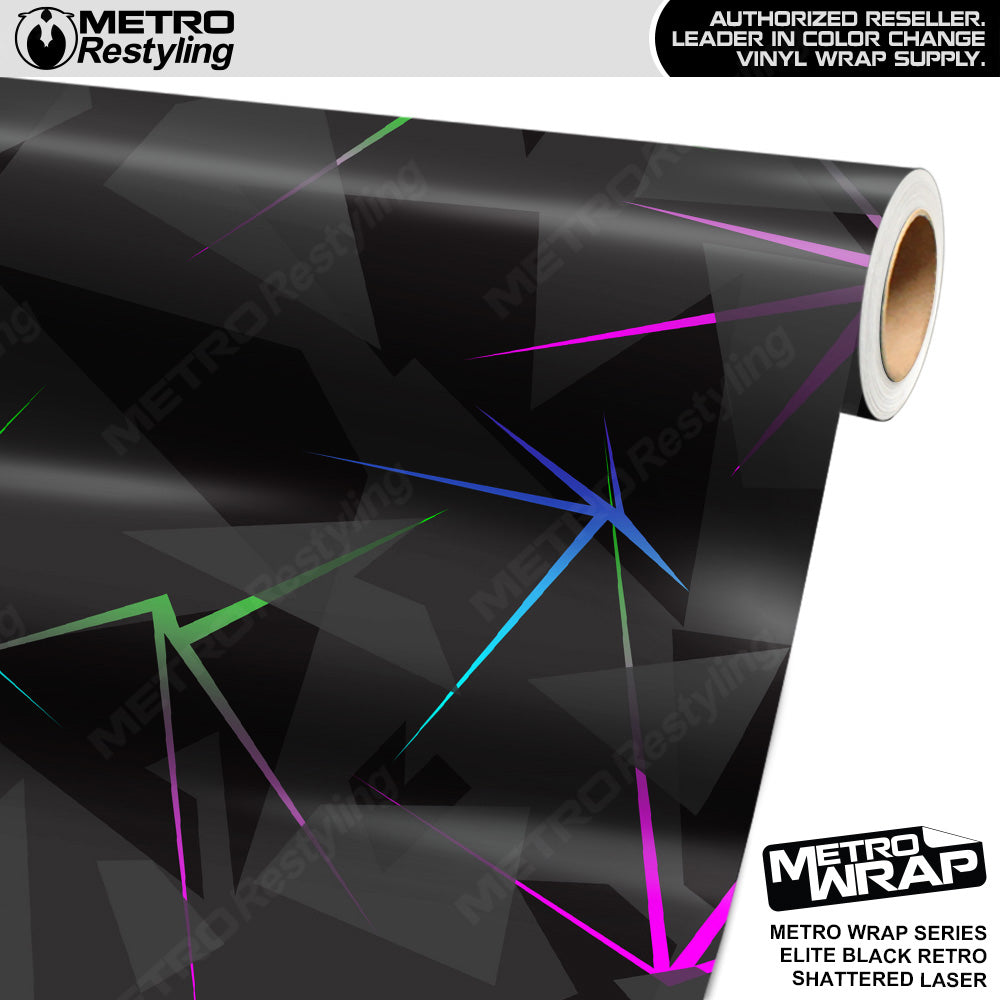 Shattered Laser Elite Black Retro Vinyl Wrap Film