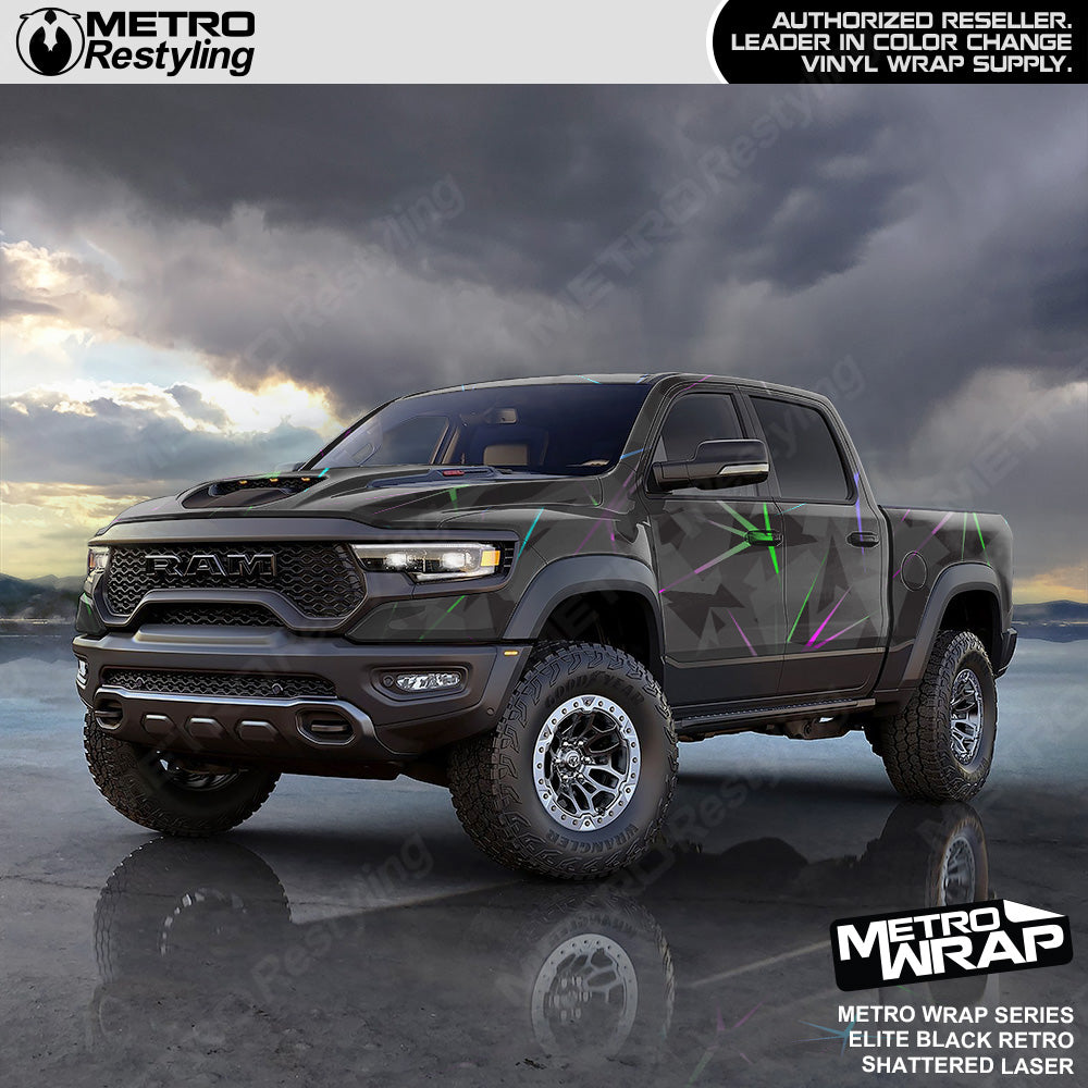 Shattered Laser Elite Black Retro Car Wrap