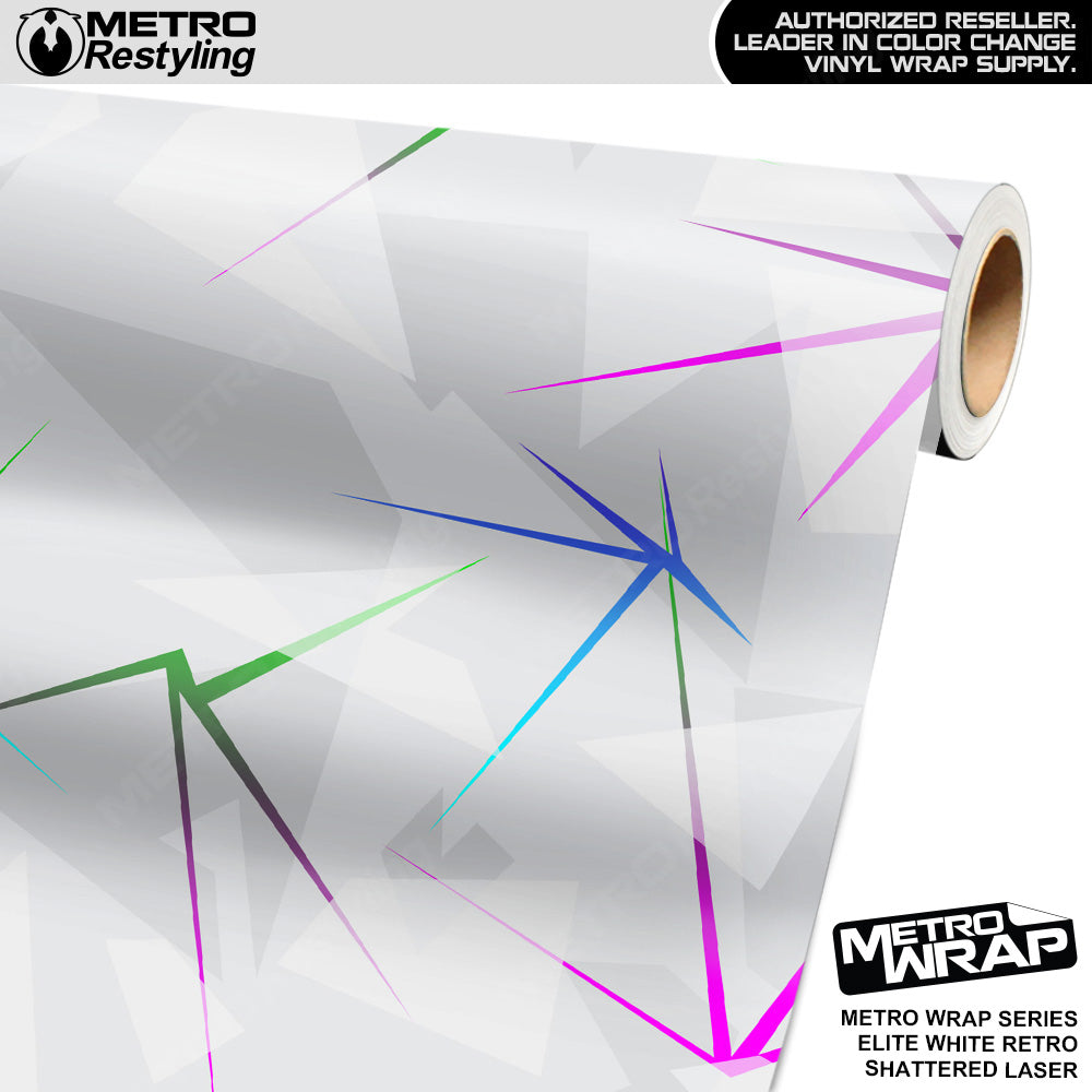 Shattered Laser Elite White Retro Vinyl Wrap Film