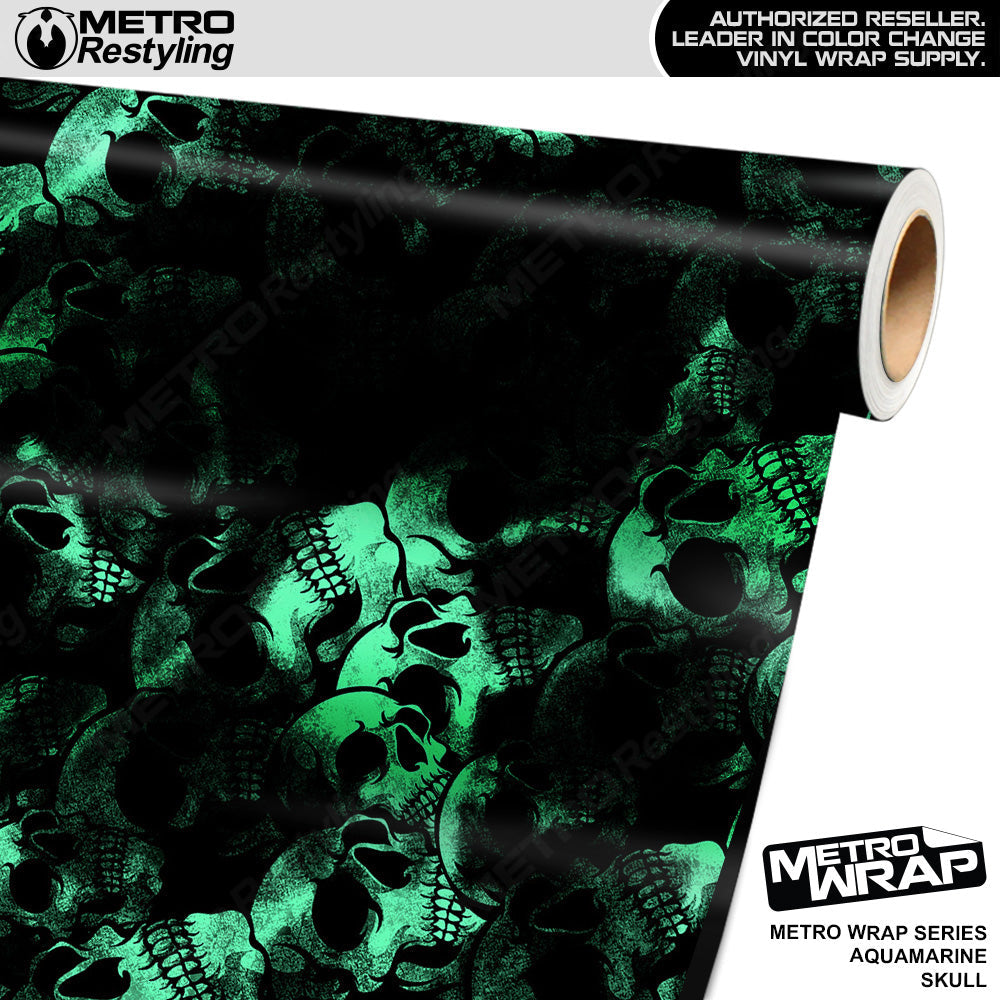 Metro Wrap Skull Aquamarine Vinyl Film - 3M Film - Satin Finish | BLOWOUT STOCK | (5 sq ft) | 149268