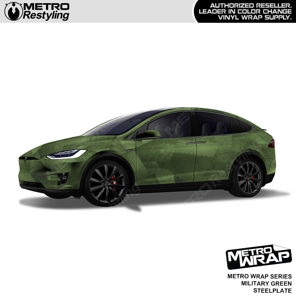 Metro Wrap Steel Plate Military Green Vinyl Film