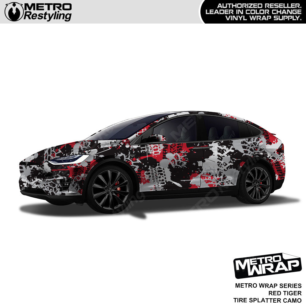 Metro Wrap Tire Splatter Red Tiger Camouflage Vinyl Film