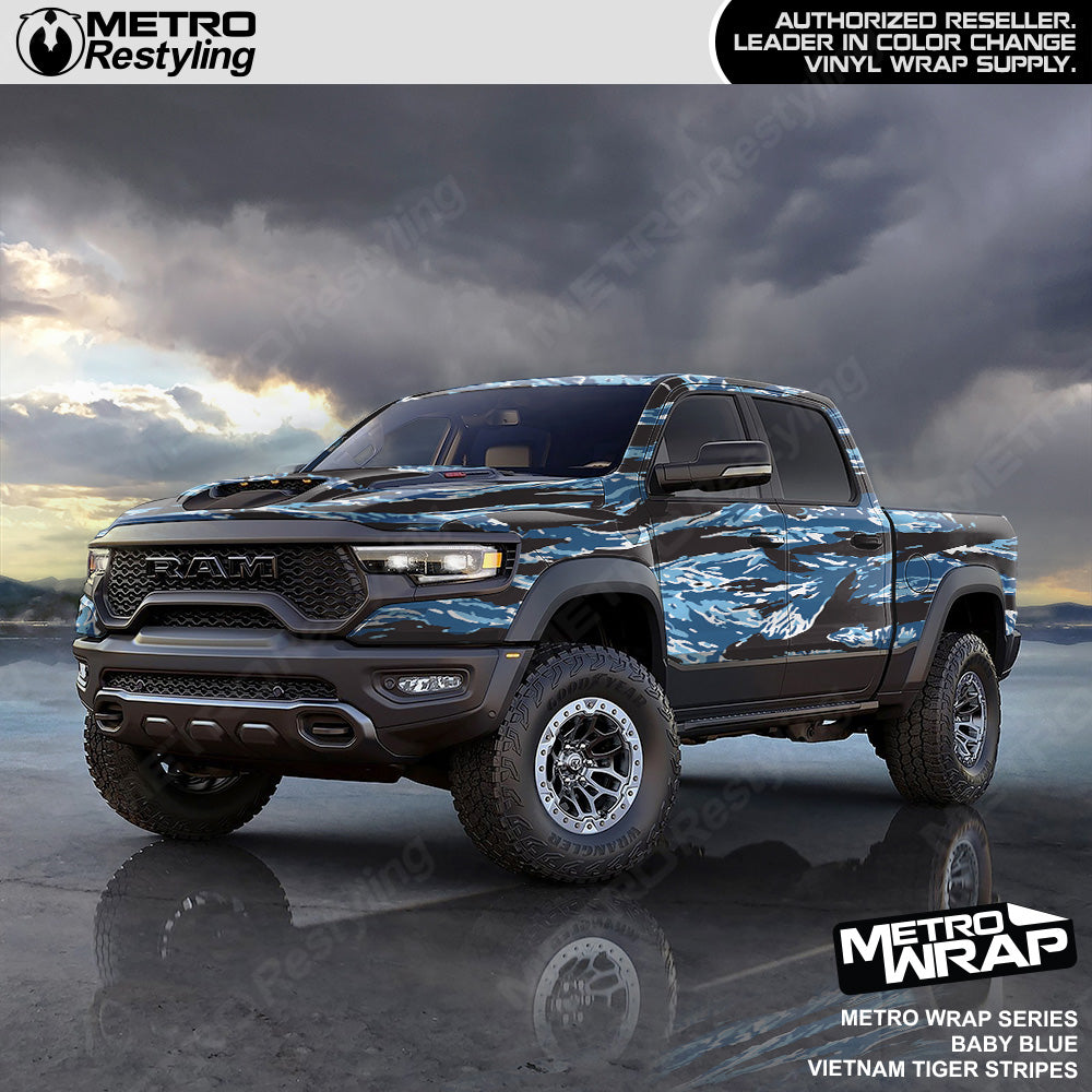 Vietnam Tiger Stripe Baby Blue Car Wrap