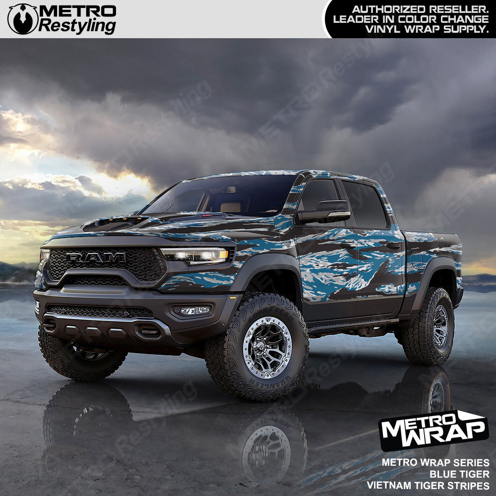 Vietnam Tiger Stripe Blue Tiger Car Wrap
