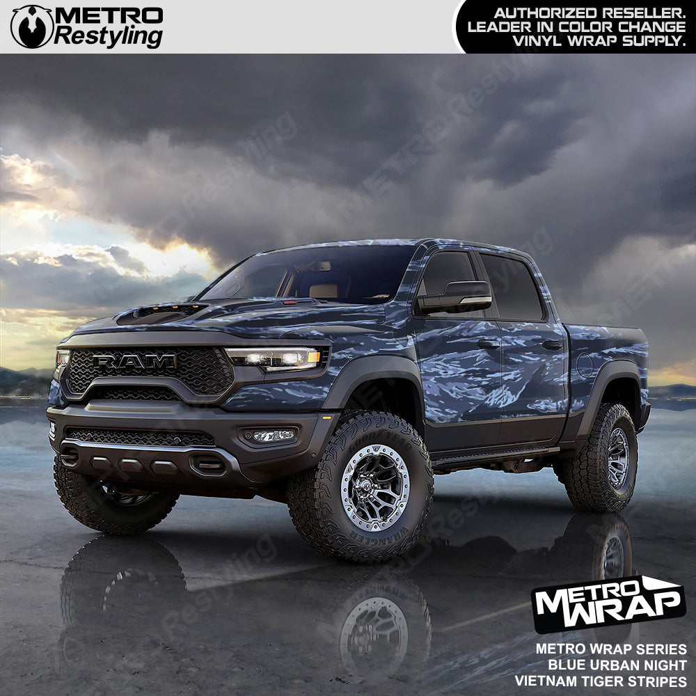 Vietnam Tiger Stripe Blue Urban Night Truck Wrap