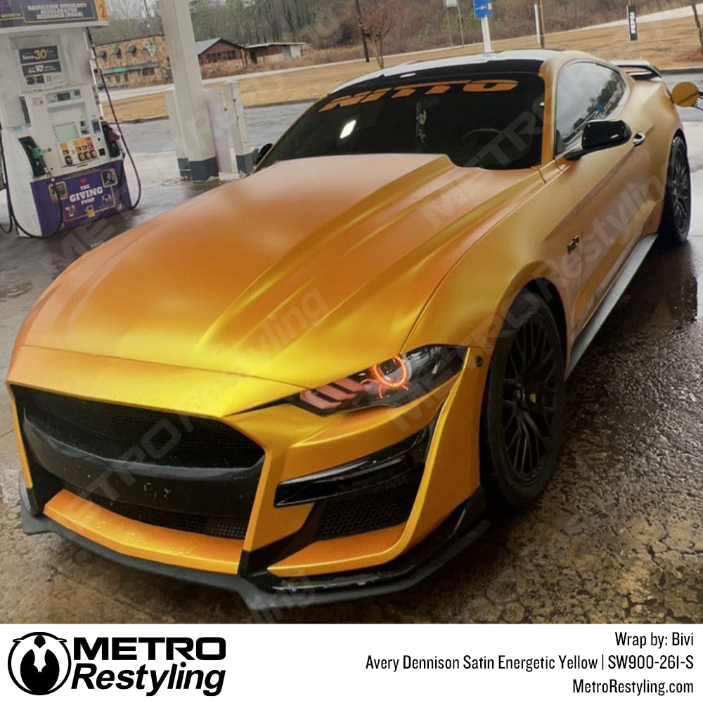 satin energetic yellow mustang