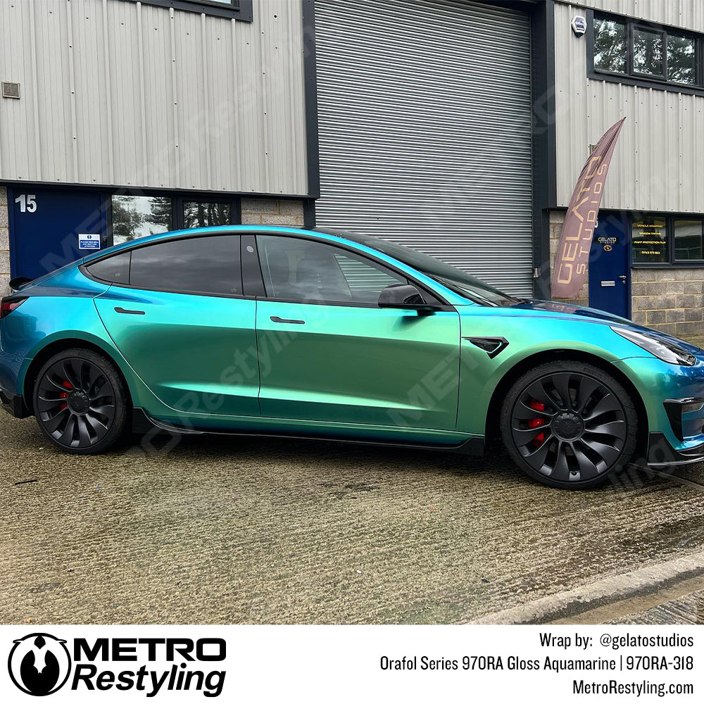 Tesla aquamarine wrap