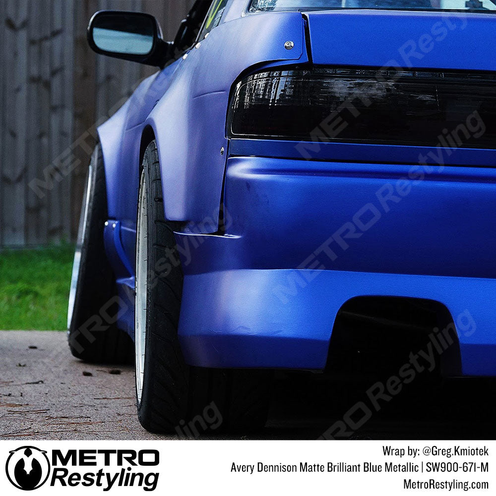 blue vinyl wrapped car