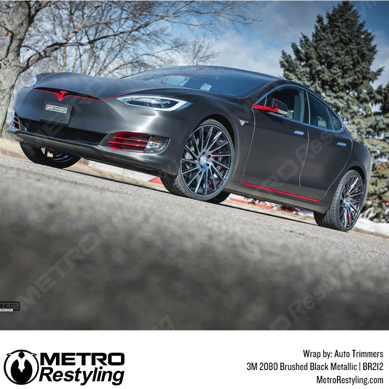 Brushed Black Tesla Wrap