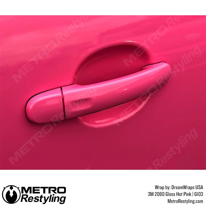 Bright pink vinyl car wrap