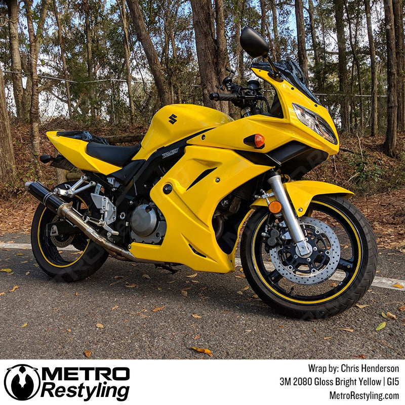 Bright Yellow Motorcycle vinyl wrap