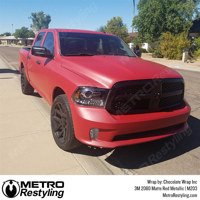 Matte Red Metallic Truck Wrap