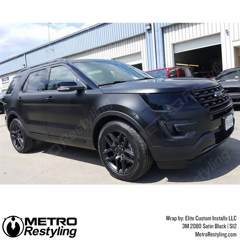 Satin Black Car Wrap
