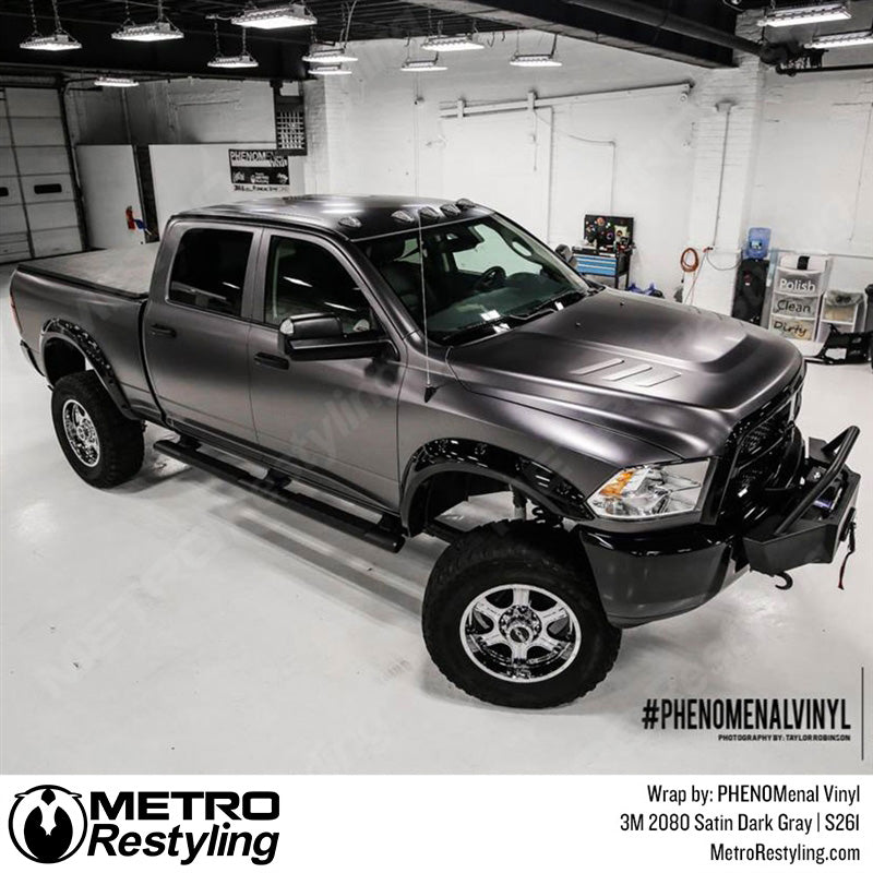 Satin Dark Gray Truck Wrap